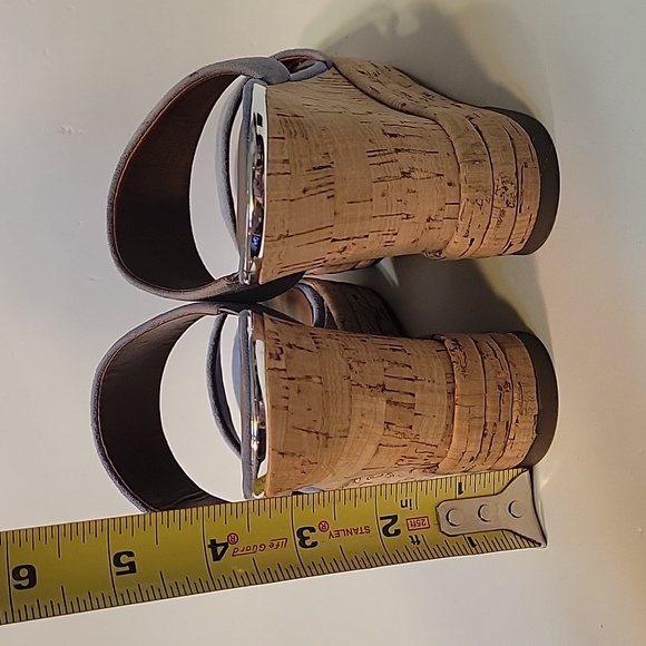 FRANCO SARTO Light Blue Suede Leather Wedge Sandals Size 6.5 - Picture 12 of 16